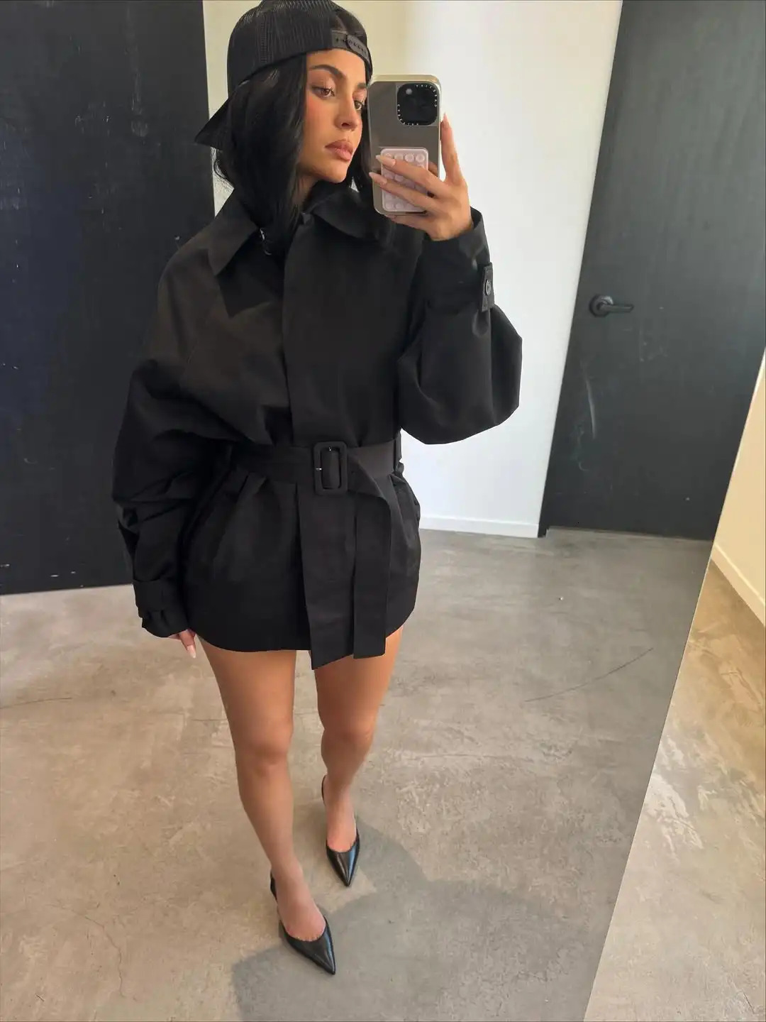 Khy black apricot windbreaker coat Kylies same style lapel short waistcinching top 251030