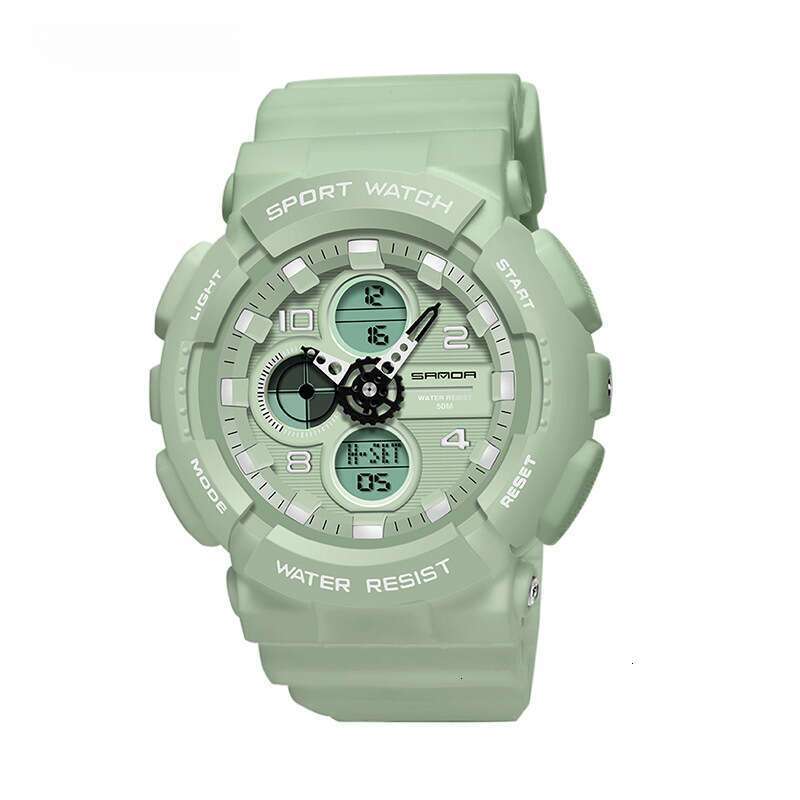 DHwatches Sanda Dual Movement Electronic Outdoor Casual Sports Waterproof Watch Multifunctional Trendy Cool Youth Wristwatch