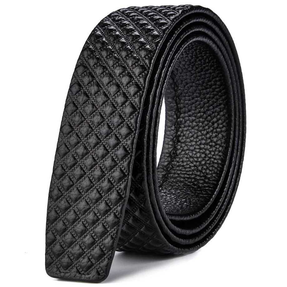 No Buckle 35cm Width Cowskin Genuine Leather Belt Men Without Automatic Buckle Strap Male Black Brown Blue Gray White B509XJ251106