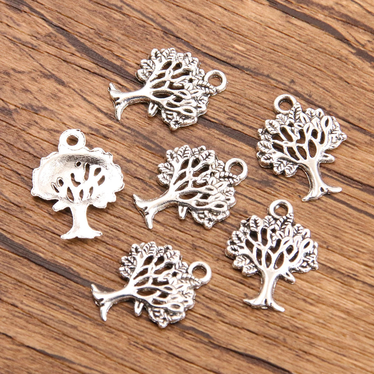20 pieces of 26 style mixed alloy antique hollow tree flower cactus plant charm jewelry making DIY handmade Christmas pendant 250325