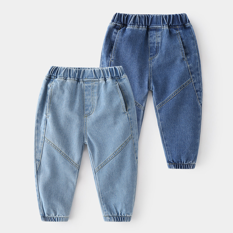 Jeans Spring Toddler Kids Baby Boys Jeans Solid Cotton Denim Cargo Trousers Korean Style Children Fashion Denim Jeans Pants 230306