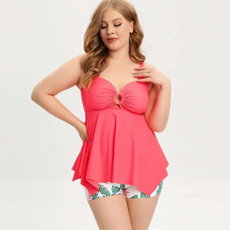 Oversize Swimsuit 2024 New Women Split Bikini Sexy Print V-neck Suspender Bathing Suit Kimono Cover-ups Boxers Swimwear GM2323