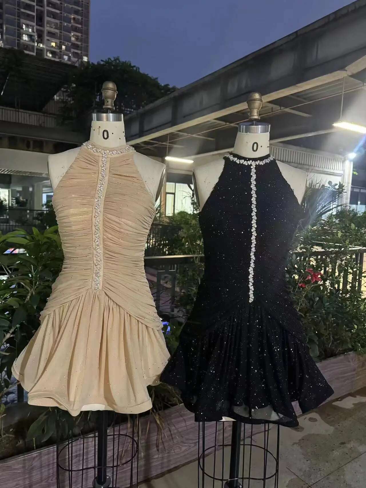 Premium Version Summer Shiny Rhie Sleeveless Mini Dress Pleated Slim Fit A-E Skirt Short Dresses Party Dresses