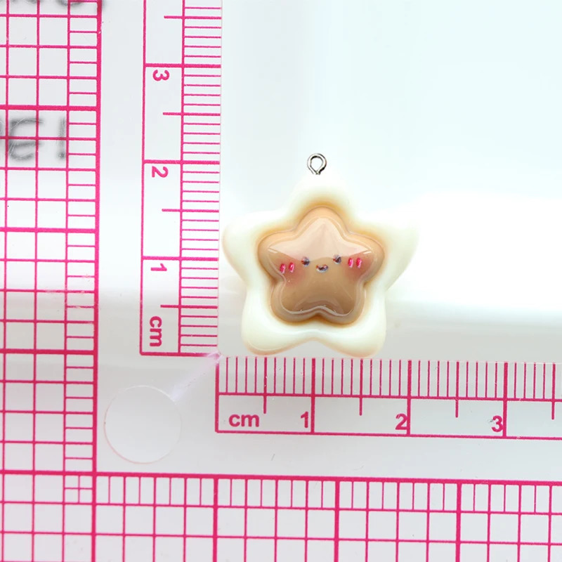 10 pieces of resin glossy milk tea color cute little rabbit panda charm animal flower star pendant for DIY jewelry making 250325