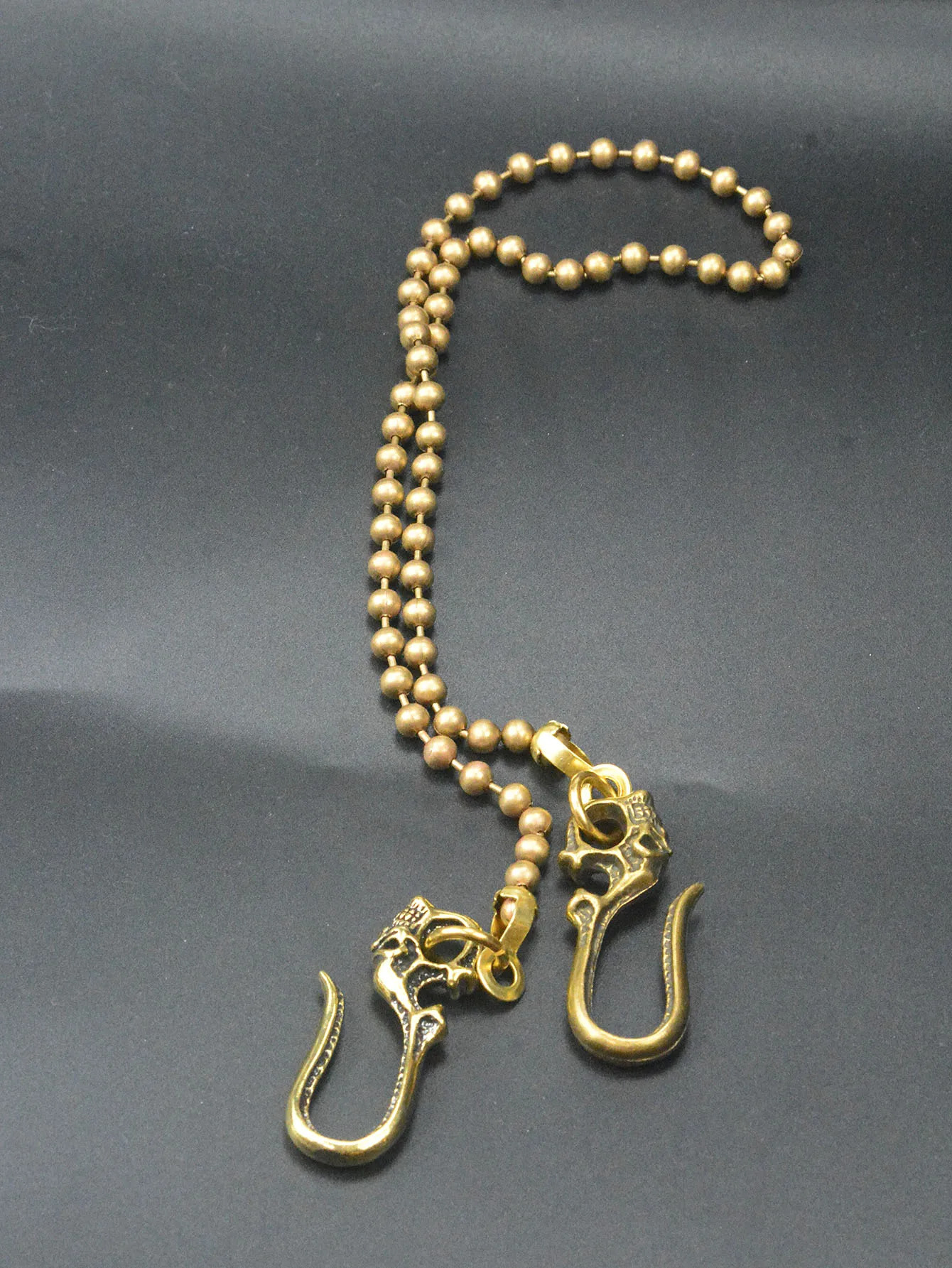 26 inches Gothic brass Punk biker wallet jean trousers 6mm large ball chain keychain double pirate skull belt hook EDC Gift 251103