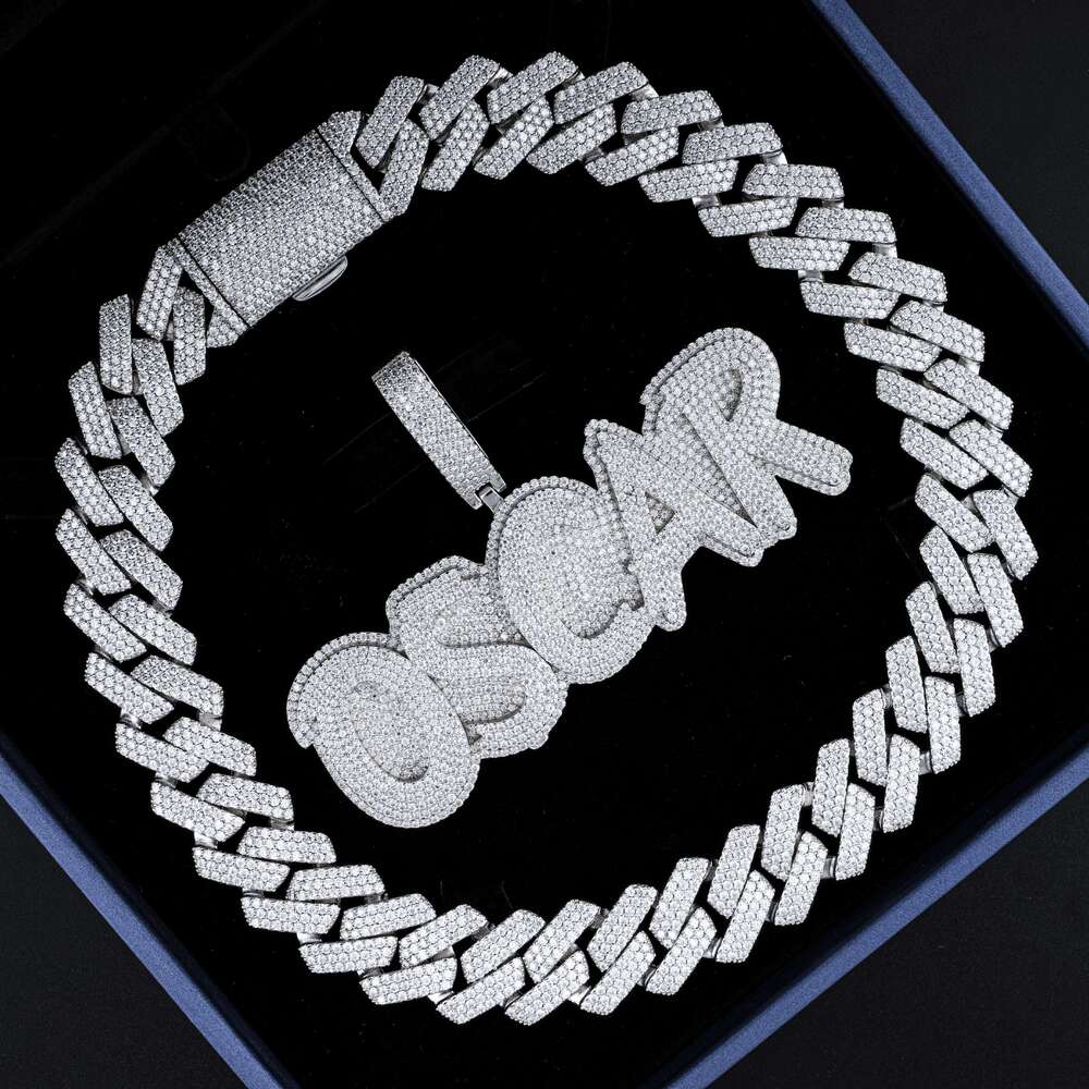 Fine Jewelry Moissanite 925 Silver Gold Plated Necklace Body Cuban Link Chain
