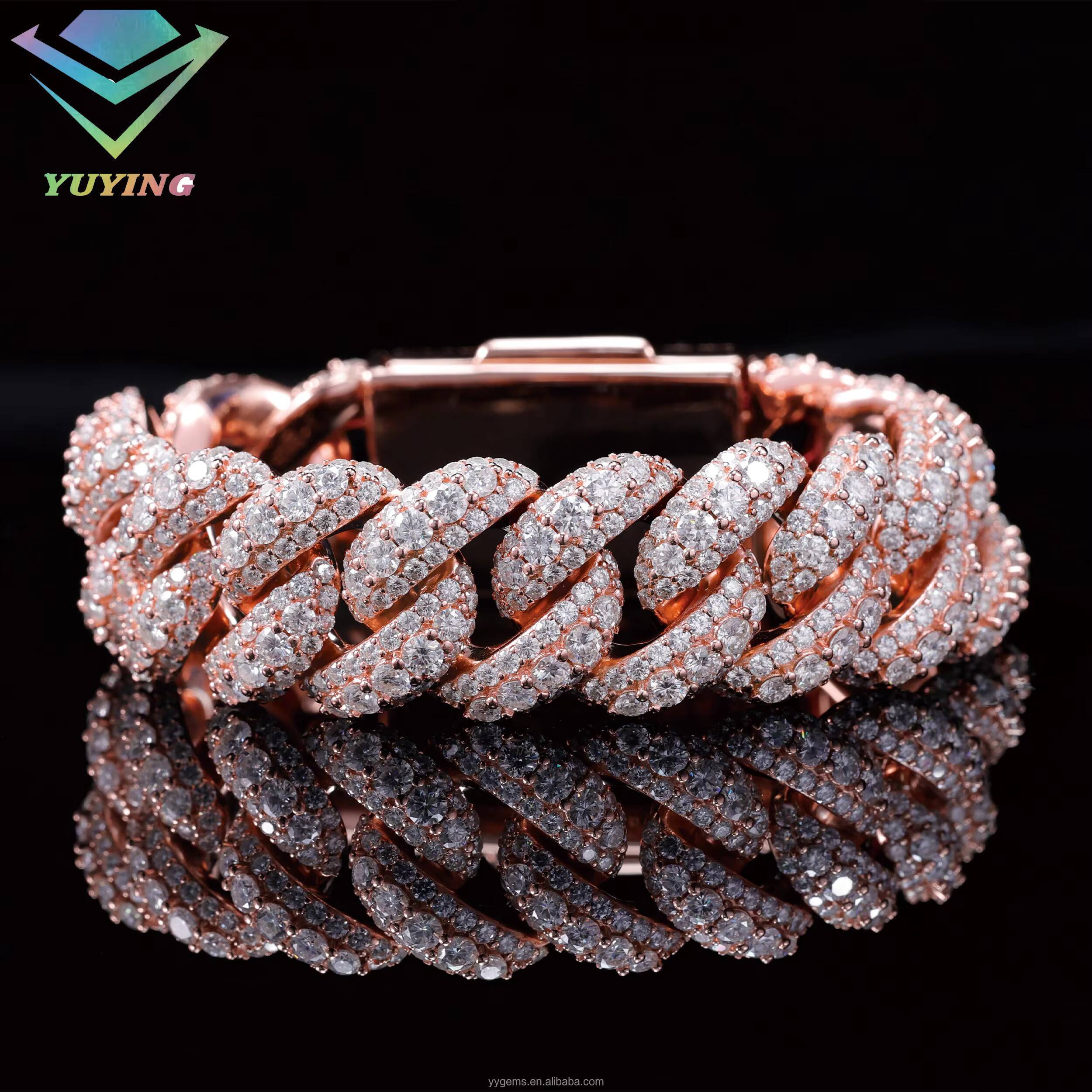 VVS Mossanite Cuban Bracelet Fine Jewelry 14mm-22mm Wide S925 Silver GRA Moissanite Bracelet Iced Out Diamond Cuban Bracelet