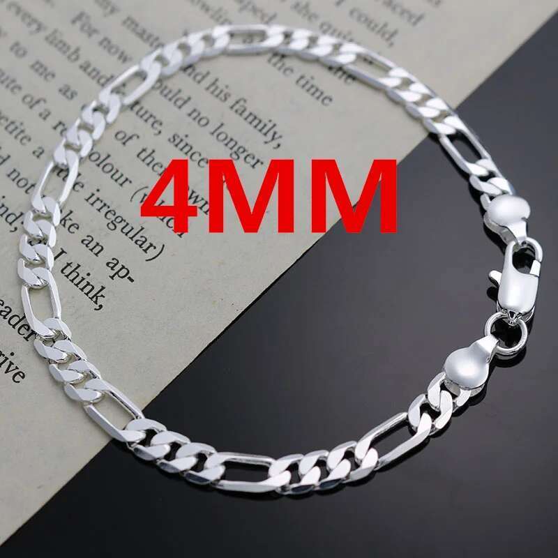 Noble new arrive sterg sier 4MM chain for men Women Bracelet Necklace jewelry set lady Christma gifts charms wedding