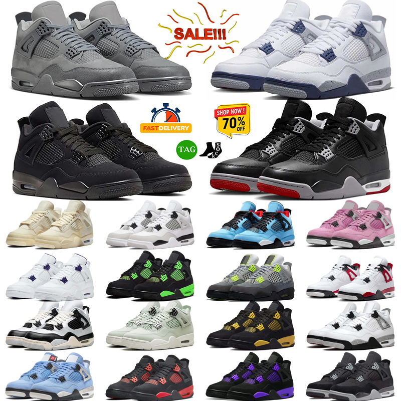 with box Designer shoes 4 Basketball Shoes for Women Military Sail Red 4s Black Cat Cement Yellow Thunder White Oreo Cool Grey Blue j4 University Seafoam Men