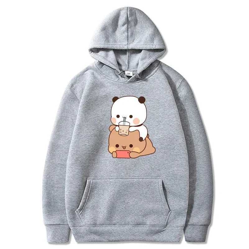 Bubu And Dudu Drink Bubble Tea Print Women Hoodie Kawaii Female Sweatshirt Harajuku Loose Long Sleeve Clothes W251106