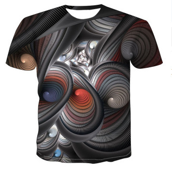 Spring fashion skeleton 3D printed mens street trend round neck short sleeved T-shirt top for men