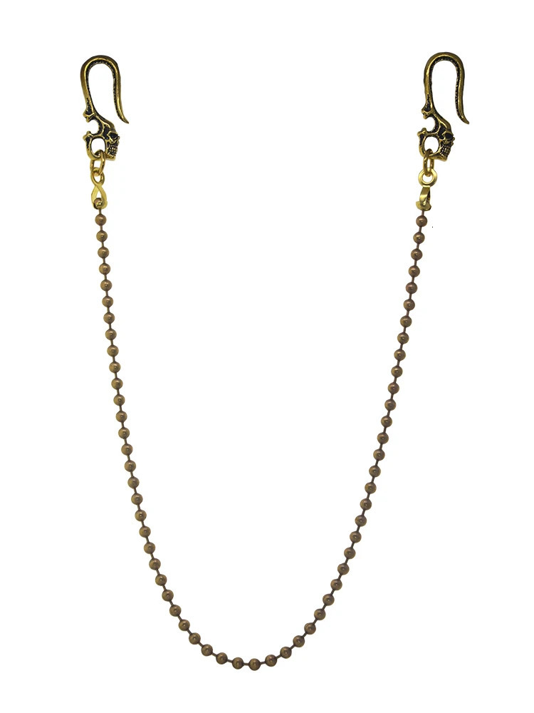 26 inches Gothic brass Punk biker wallet jean trousers 6mm large ball chain keychain double pirate skull belt hook EDC Gift 251103