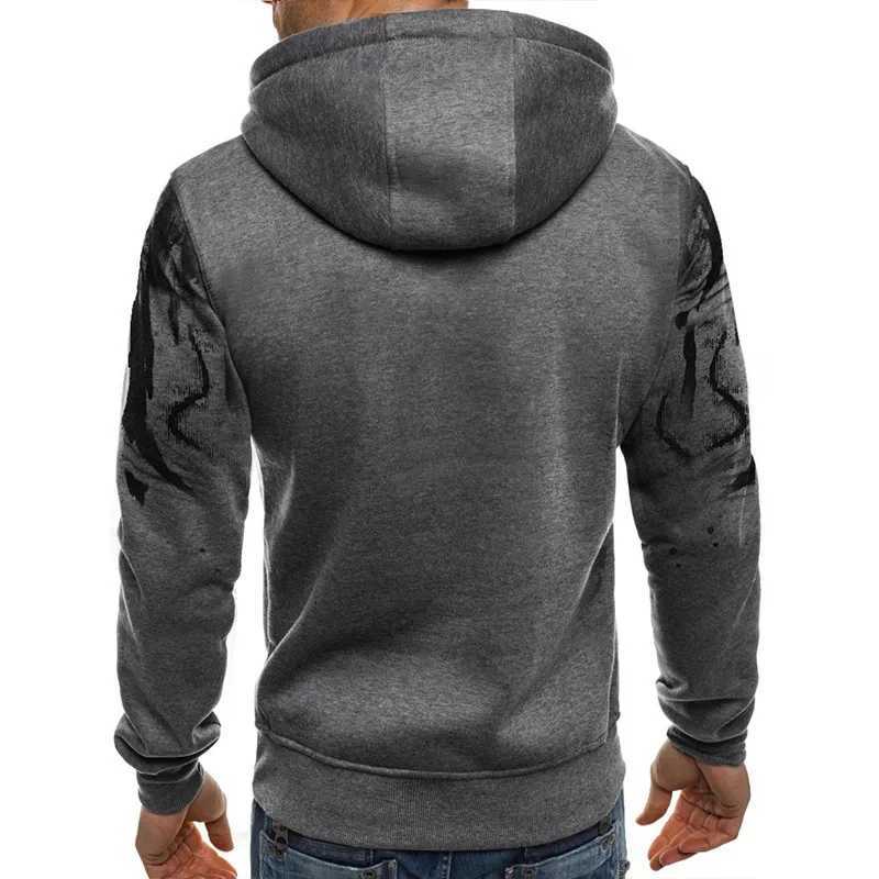Gradient Print Mens Pullover Hooded Sweatshirt Spring Autumn Daily Fitness Sportswear Fashion Casual Hoodies Loose Clothing W251106