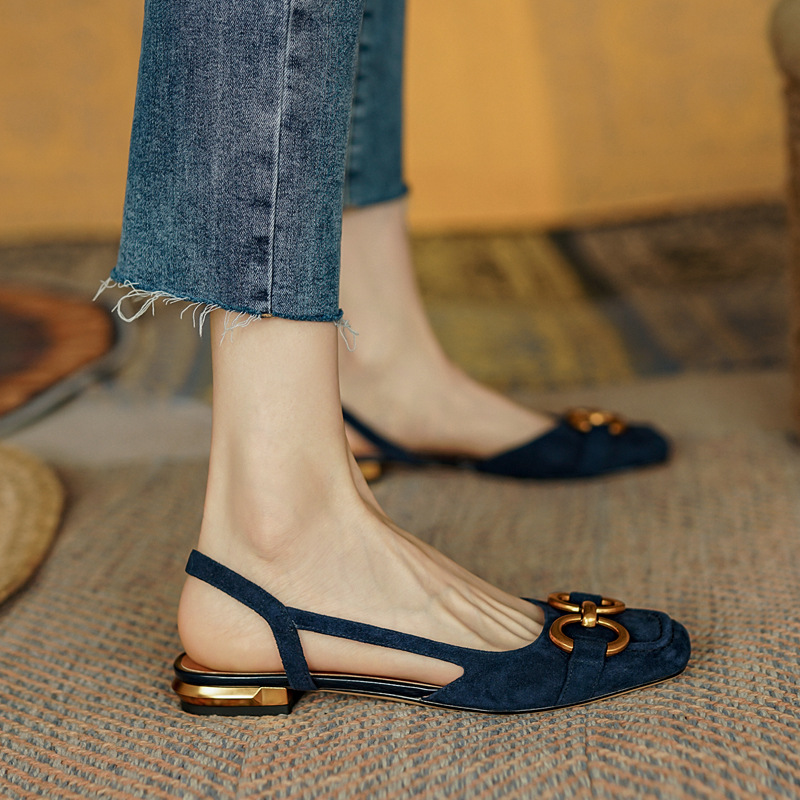 women 2025 new retro high heels fashion elegant temperament thick flat sandals