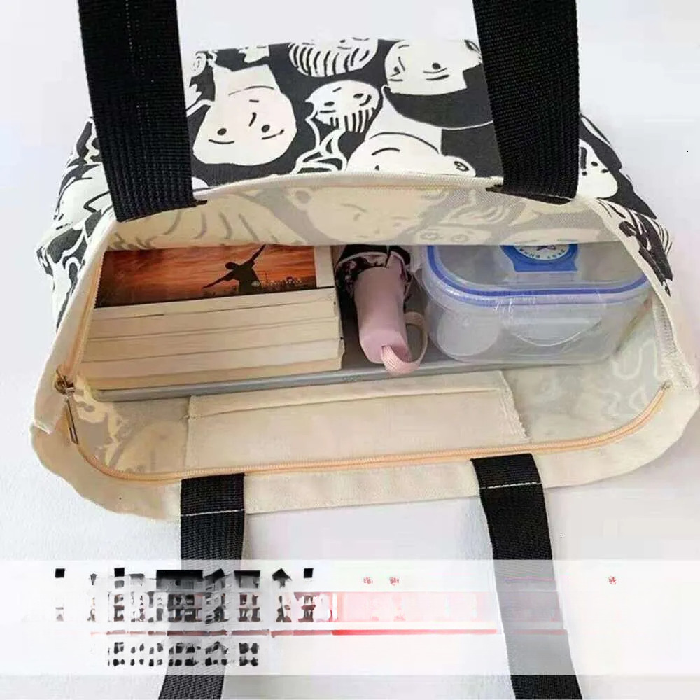 2025S Designer S New Model Canvas Bag Female Students Korean Version Class Shoulder Bag Large Capacity Ins Character Pattern Can Be Customized For Pri