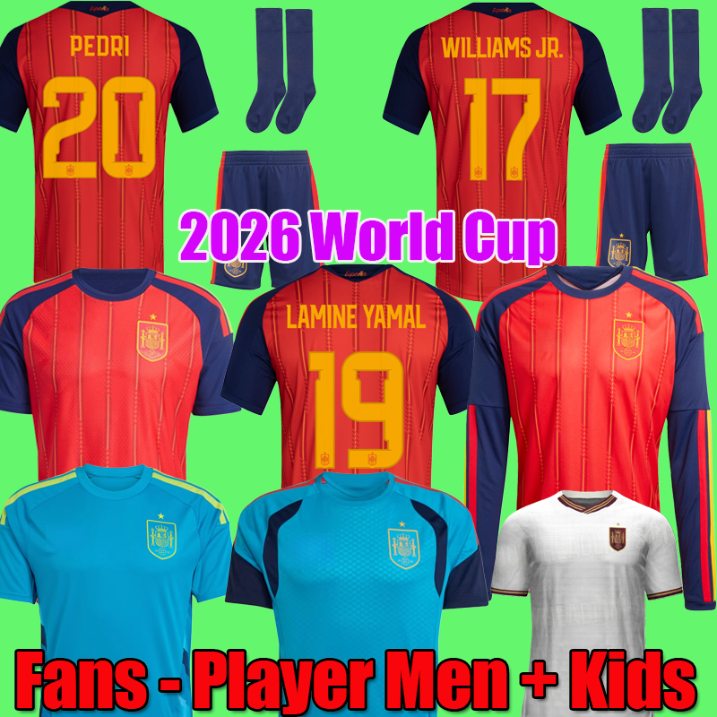 2026 World Cup SPAIN Soccer Jerseys PEDRI GAVI LAMINE YAMAL MORATA Carvajal OLMO FERRAN RODRIGO Jersey SPANISH Men Kid Kit Football Shirt Fan Player