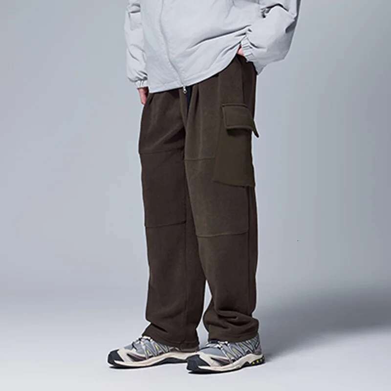 Unisex 325G Fleece Sweatpants American Casual Cargo Temperature-Regulating Straight-Leg Pants For Men