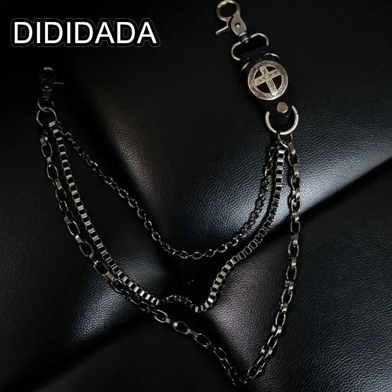 Women Mens Motorcyle Keychain Belt Chains Rock Punk Double chain Cowboy Cowgirls Pants Trousers Chain Biker Cross Key Chains 251103