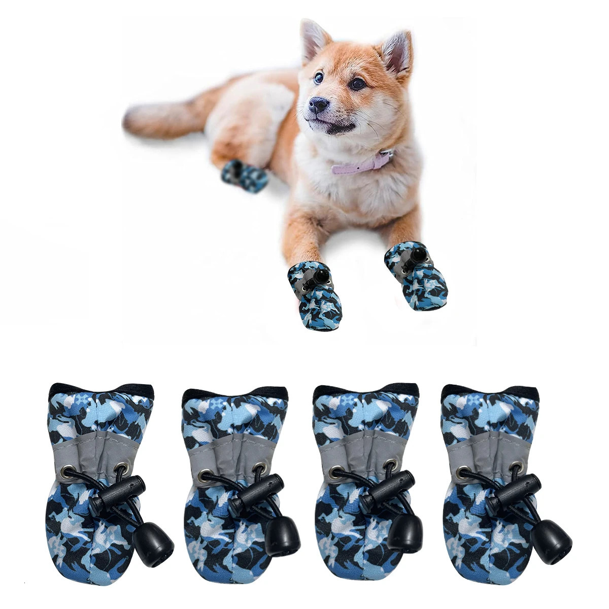 Dog Shoes for Large Dogs with Printed Medium Dog Boots Paw Protectors Summer Pavement Water-Resistant in Rainy Weather Ou 250402