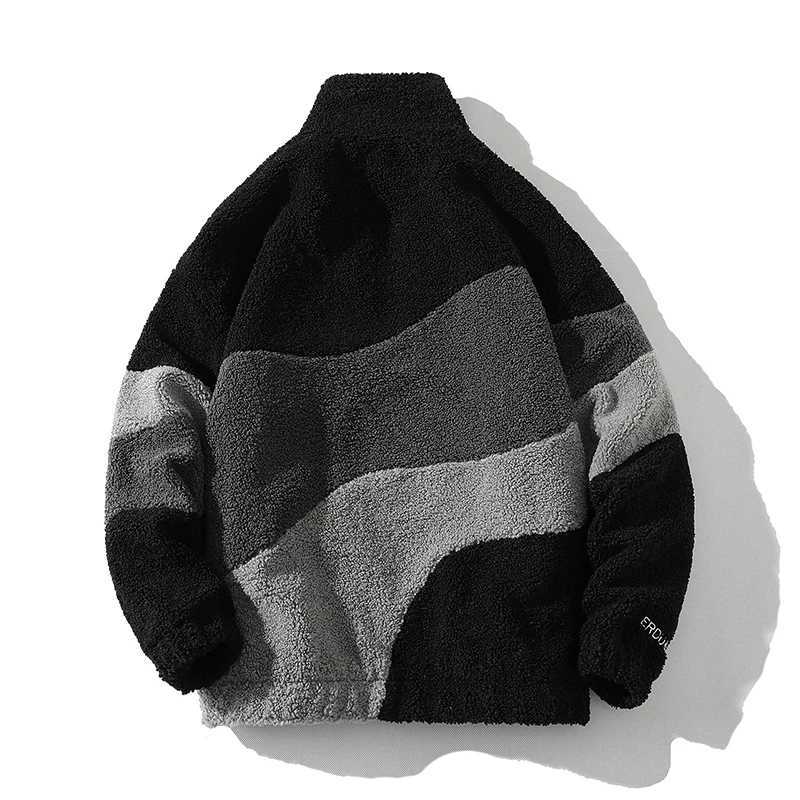 Hip Hop Winter Fleece Fluffy Jacket Streetwear Harajuku Fuzzy Zipper Coat Men Autumn Solid Color Men Lamb Fleece Winter Jackets X251106