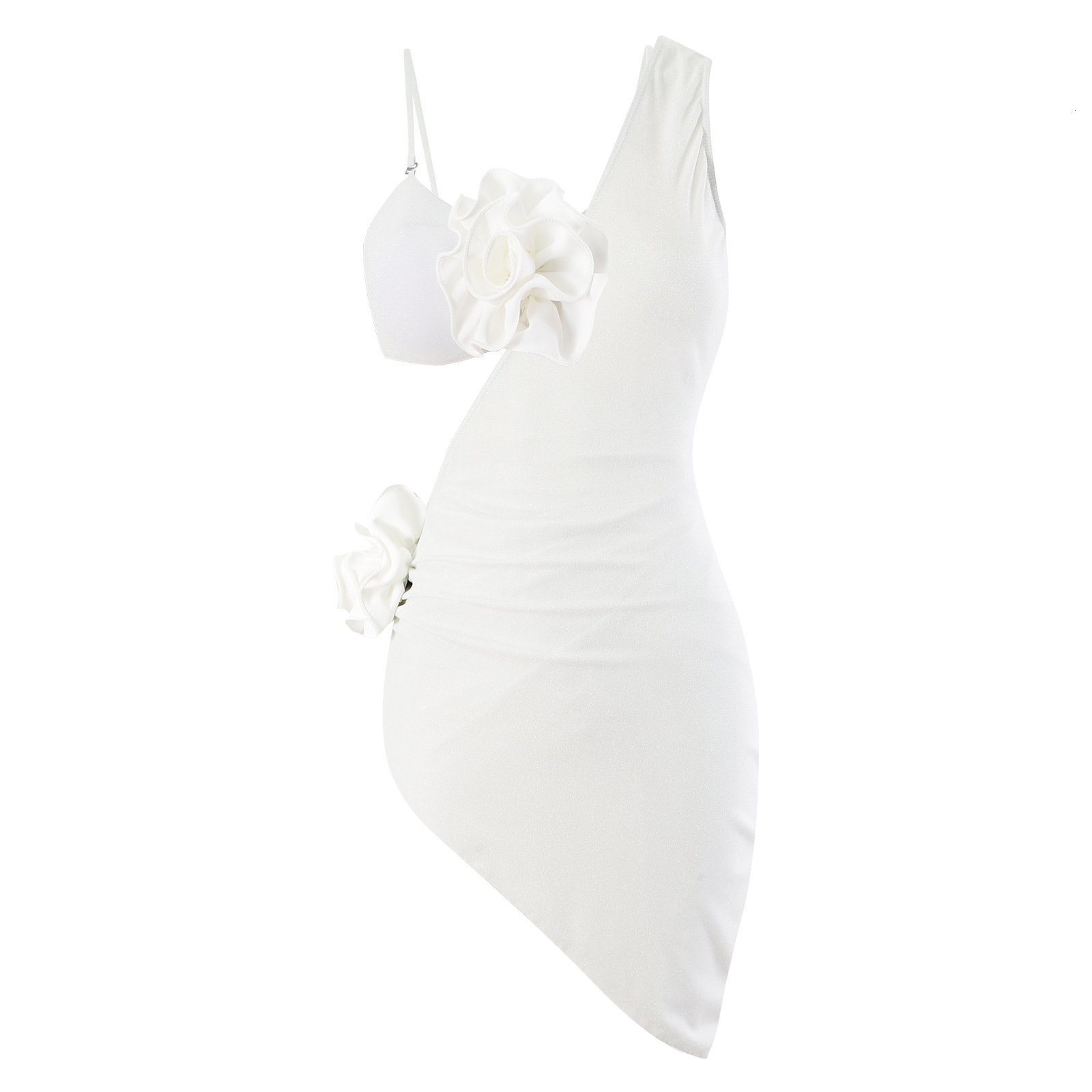 New women's three piece set solid color three-dimensional flower swimsuit