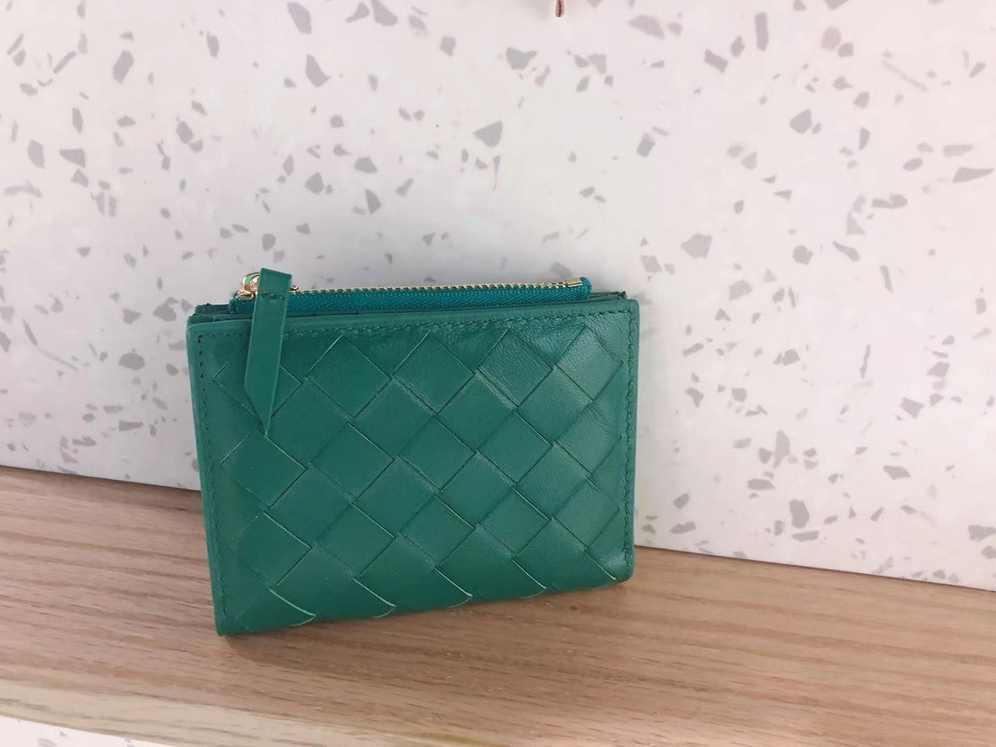 2025 new Fashion short women's wallet sheepskin hand-woven short clip multi-card slot genuine leather card holder wallet for women