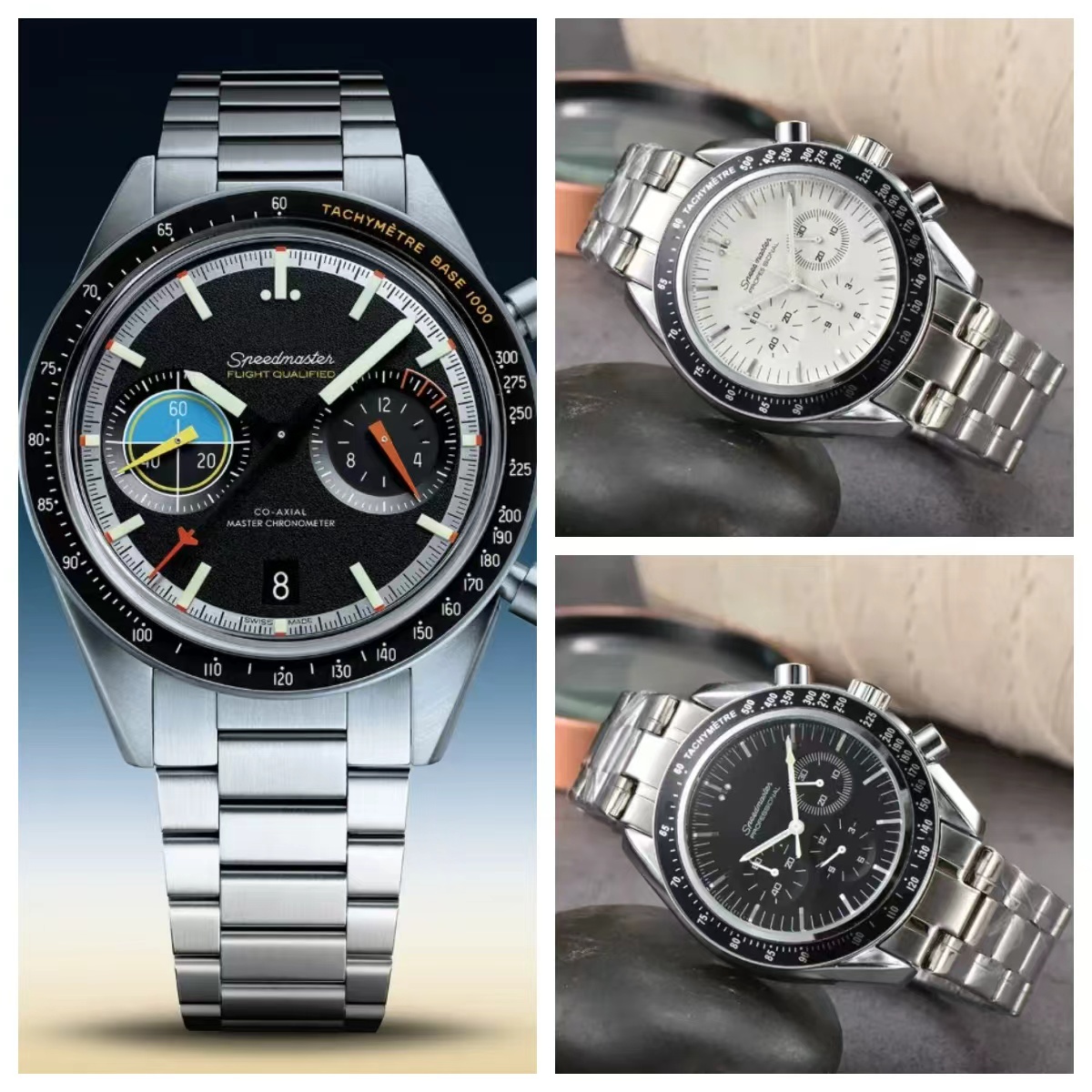 AAAAA Sea master Professional Stainless Steel Wrist Watches for Men speed master Mens Watches All Dial Work Quartz gifts speed men Watch Stopwatch omgs028s