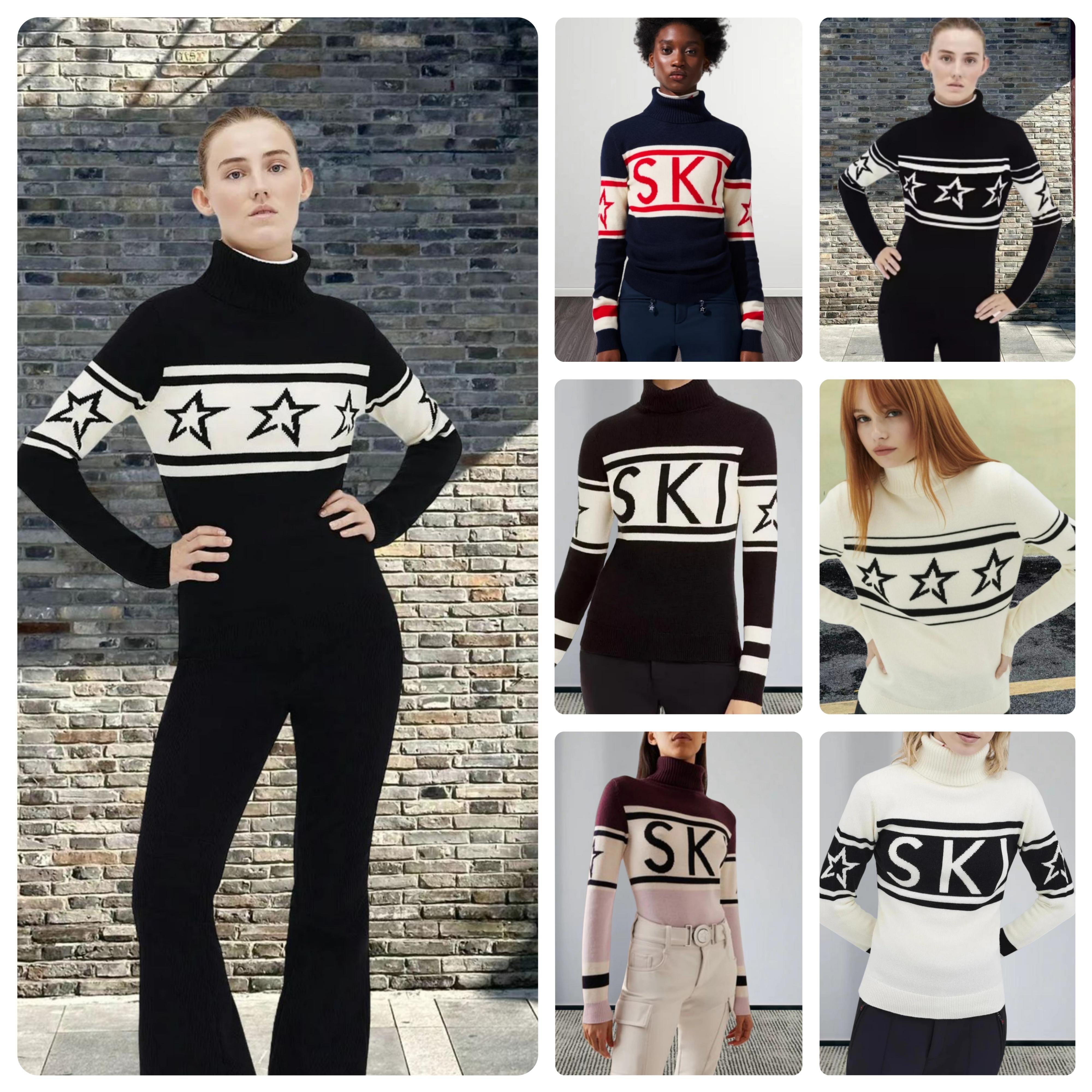 Designer Women's Knits Knitted High Neck Warm Sweater With A Design Sense Of Autumn And Winter Color Blocking Versatile Cotton Ins Style Pullover