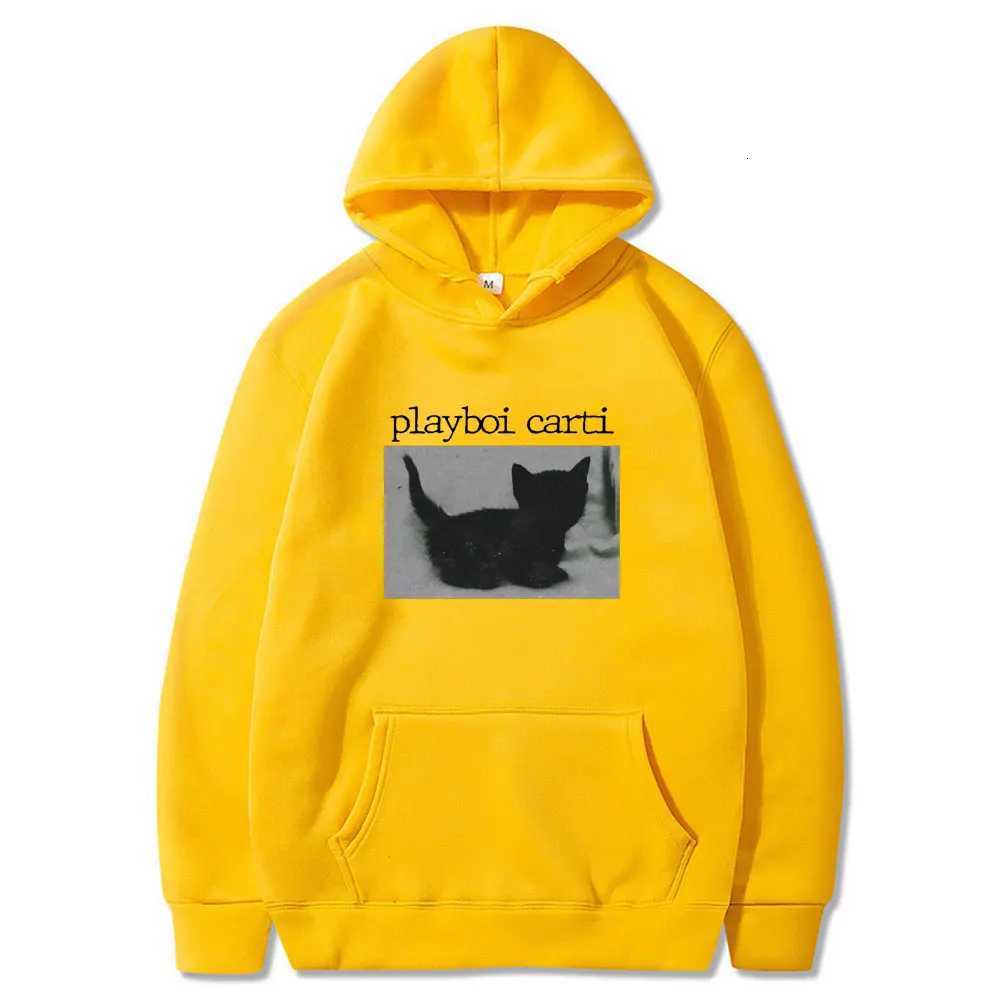 Playboi carti - Mens oversized hoodie with beautiful cat prints casual streetwear high-quality Harajuku hoodie W251106
