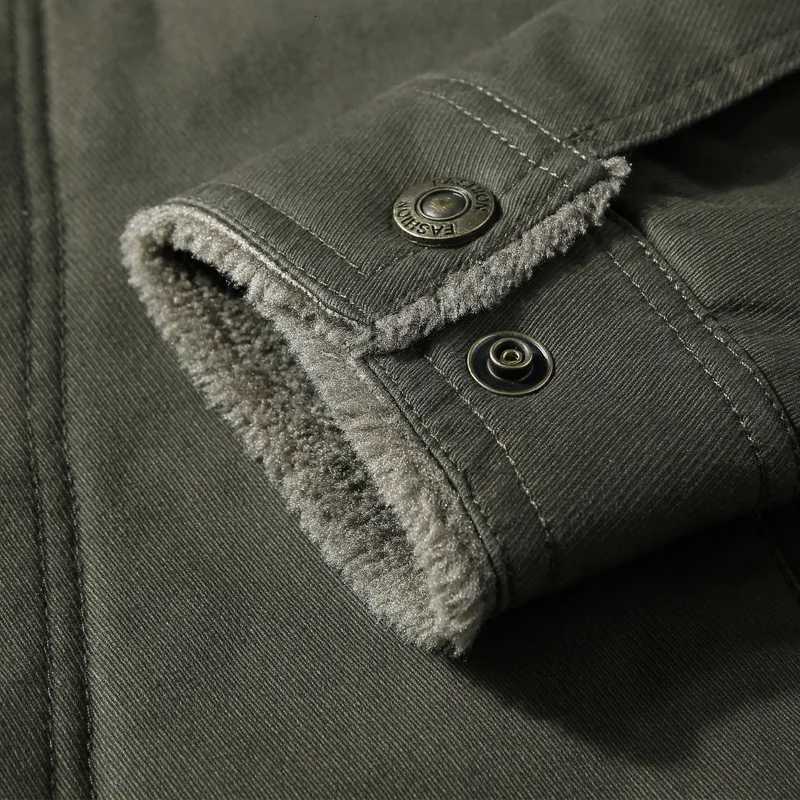 Mens Lamb Wool Jacket Military Coat Mens Autumn and Winter Thick Warm Retro Workwear Winter Coat Plus Size Mens Clothing 6XL X251106