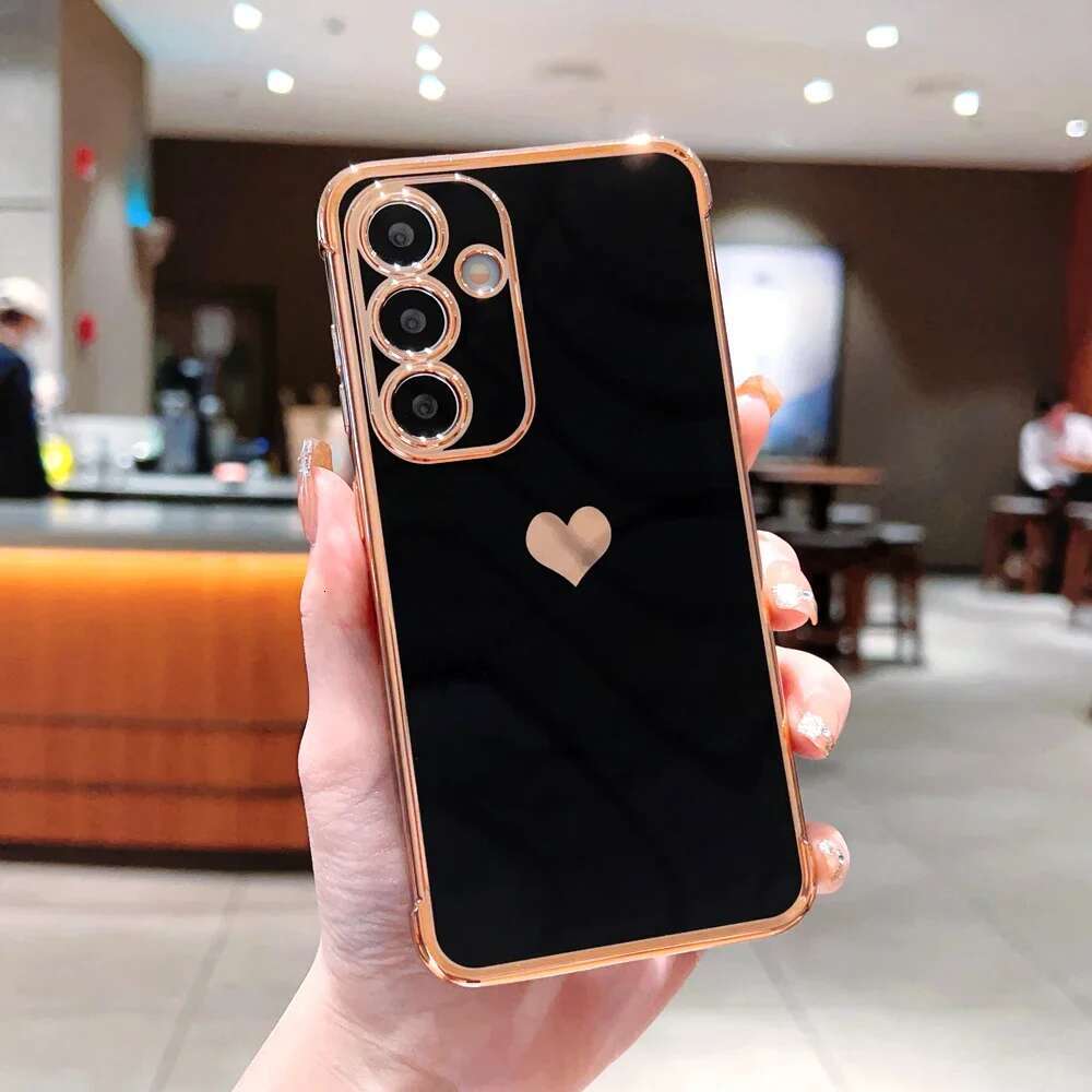 Plating TPU Case For Samsung Galaxy S25 S24 S23 S22 S21 Ultra Plus FE S24FE A55 A15 A35 A16 A54 A53 A52 A14 5G Love Heart Covers