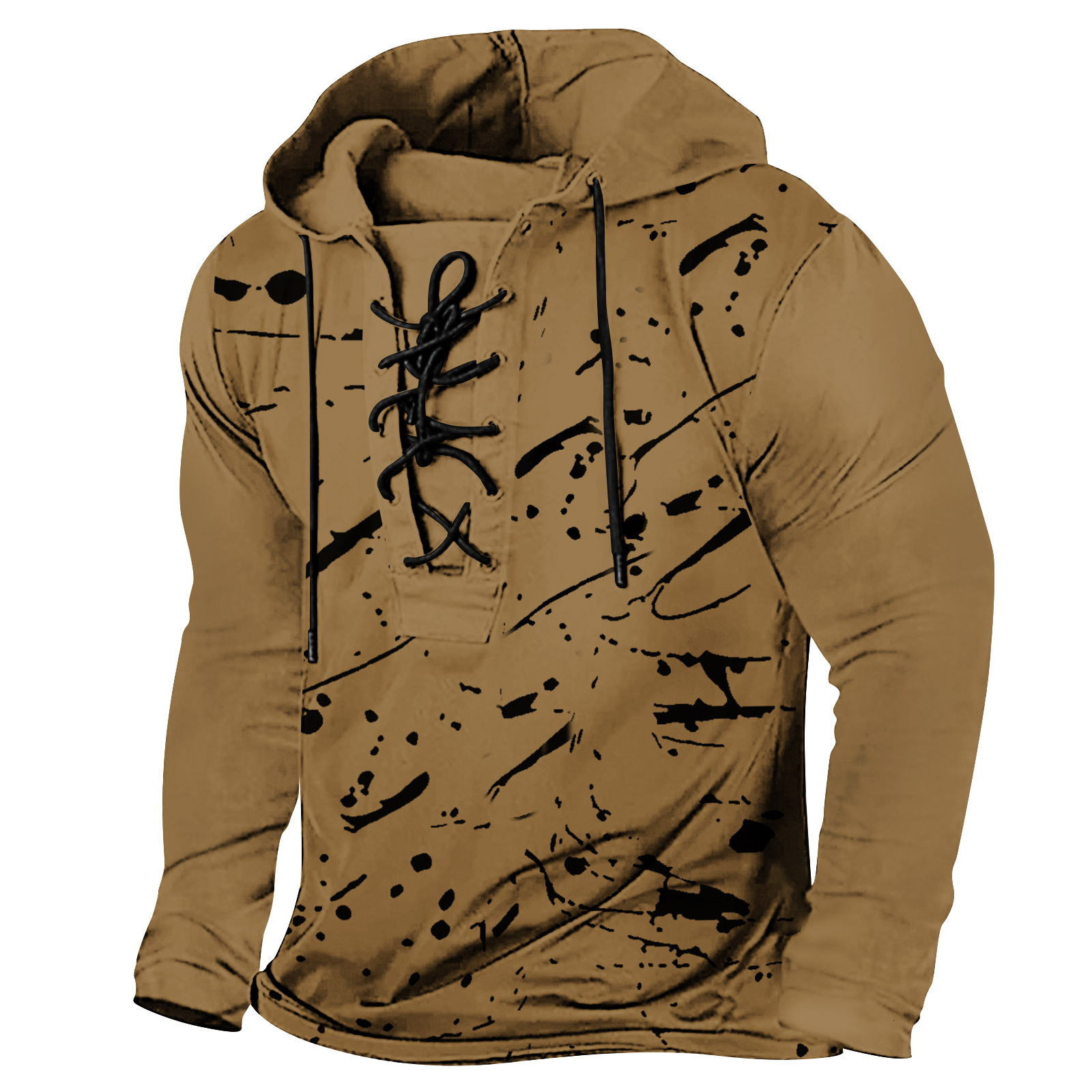 2025 New Spring Mens Wear Mens Tether Printed Hoodie Large Size Hoodie Long Sleeve T-shirt