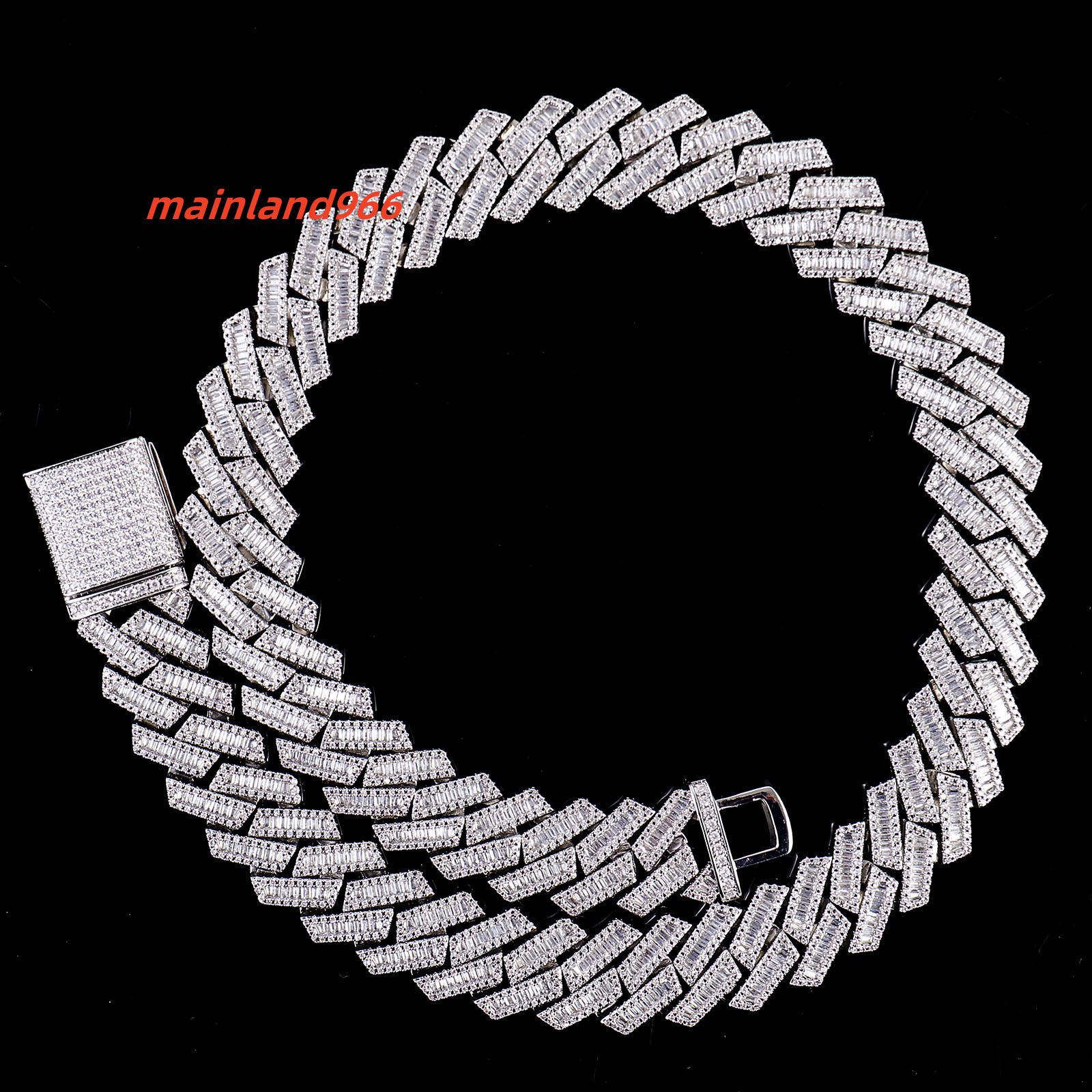 Factory Cost Cuban Link Chain 925 Sterling Silver baguette Cuban Link Vvs Moissanite Diamond Cuban Link Chain