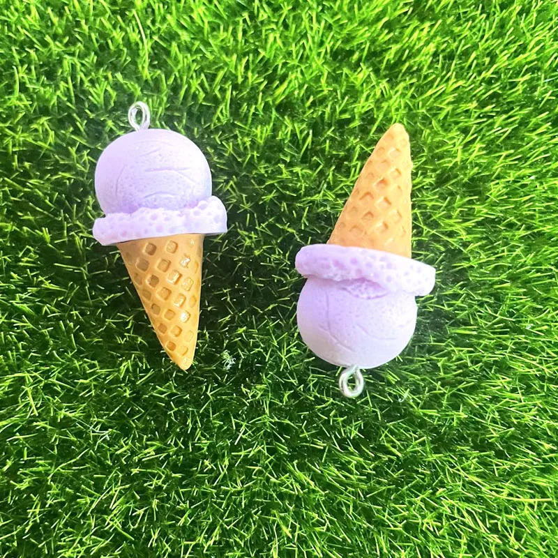 6 pieces of 17 38mm resin ice cream cone amulet pendant Cabochon handmade accessories DIY earrings necklace 250325