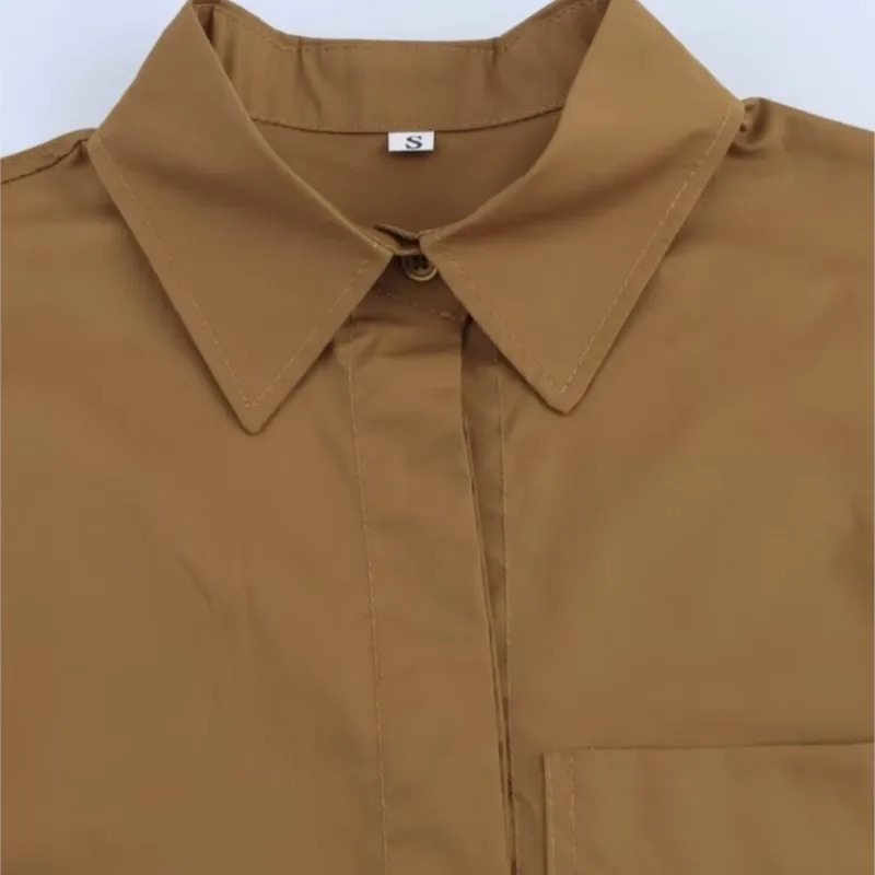 TRAF 2025 Woman Fashion Pocket Embellished Poplin Shirt Casual Slim Short Sleeve Single Breasted Blouses Spring 250402