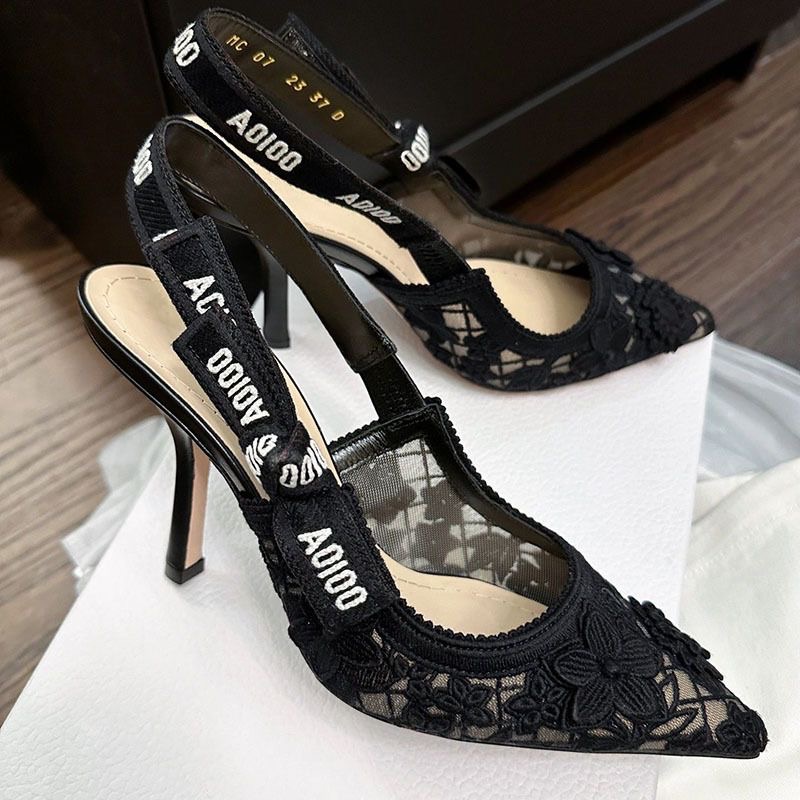 Sandals Designer 2026 Women Cat High Heels White Black Lace Sandals Luxury Bow Letter Sandals Sexy Pointed Toe 65mm 95mm Heels Dress Shoes Summer 35-42
