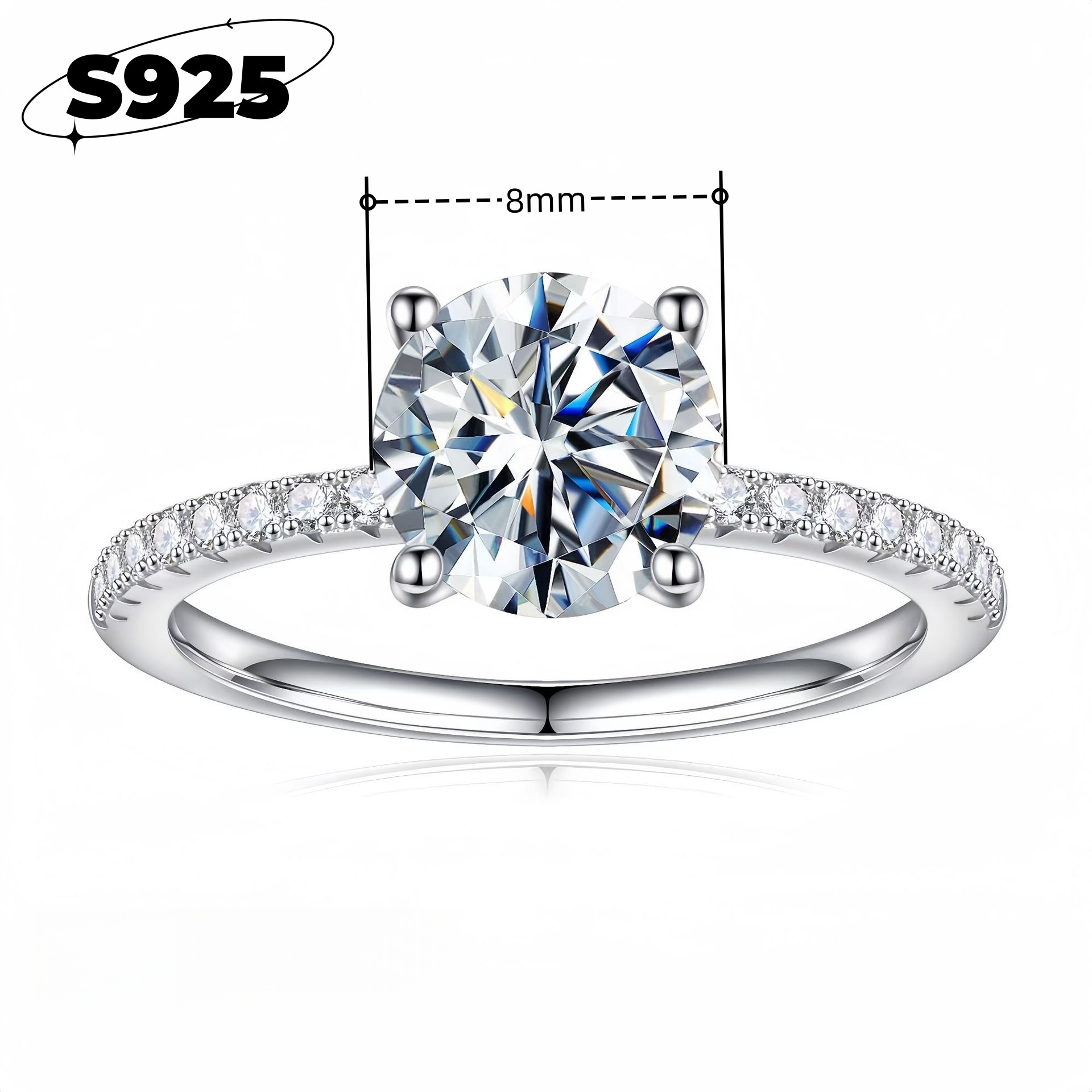 2025 moissanite rings for women luxury rings designer for women 925 silver High end niche half diamond ring made of pure silver Simple Zircon Index Fi - view 3