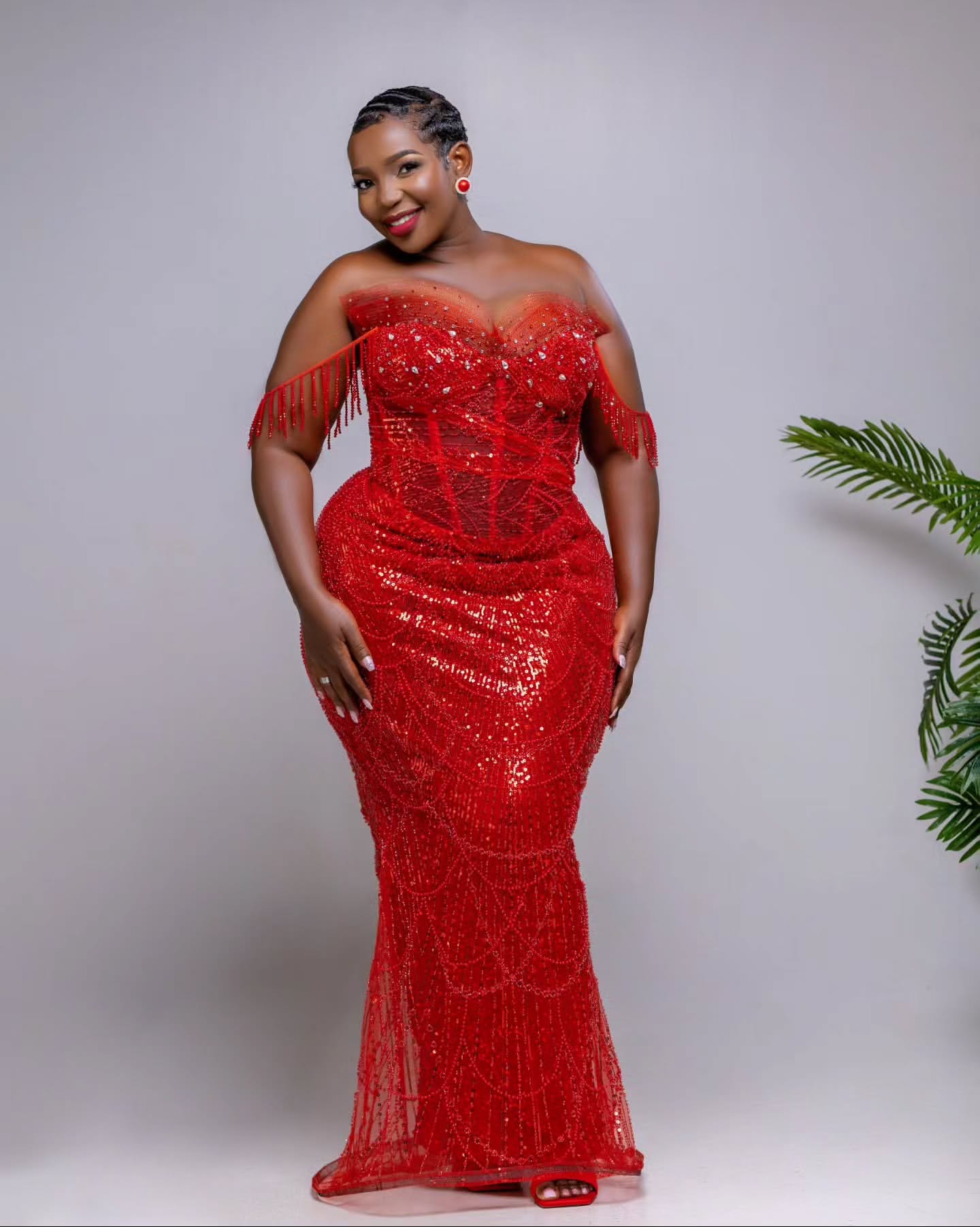 Red Mermaid Prom Dresses 2026 Crystals Tassels Sequined Sweetheart Evening Formal Party Second Birthday Engagement Gowns Plus Size Dress For Special O