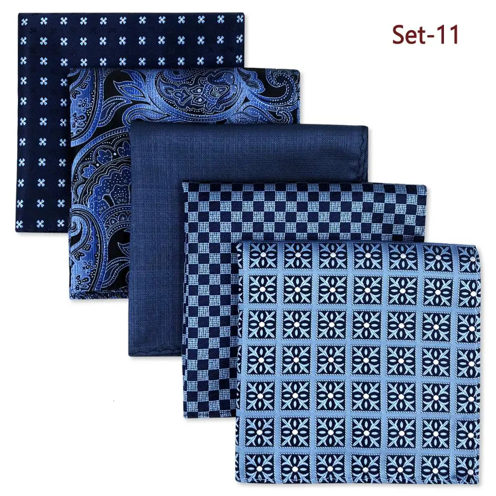 5 Pieces Colorful Assorted Mens Pocket Square Silk Classic Handkerchief Set Gift 250403