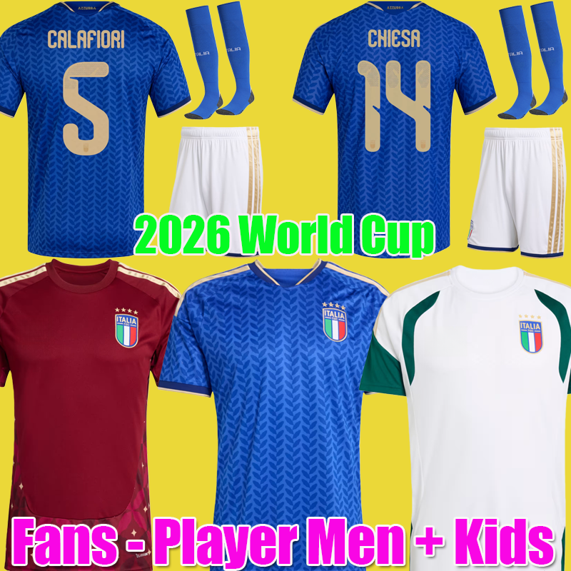 2026 World Cup Kit Italy soccer jersey men kids football shirts Jorginho Pellegrini Frattesi home jerseys 26 away top