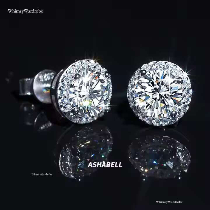 Hip Hop Classic Sier VVS D Color 1CT 2CT Moissanite S Full Dia Earrings for Women Wedding Jewelry