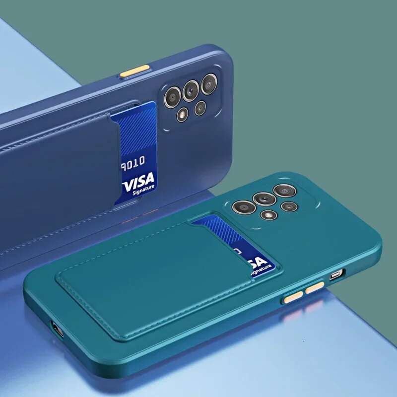 Soft Silicone Slot Wallet Card Holder Back Case For Samsung Galaxy S24 S23 S22 S21 S20 Plus FE Note 20 Ultra A51 A71 A54 Cover