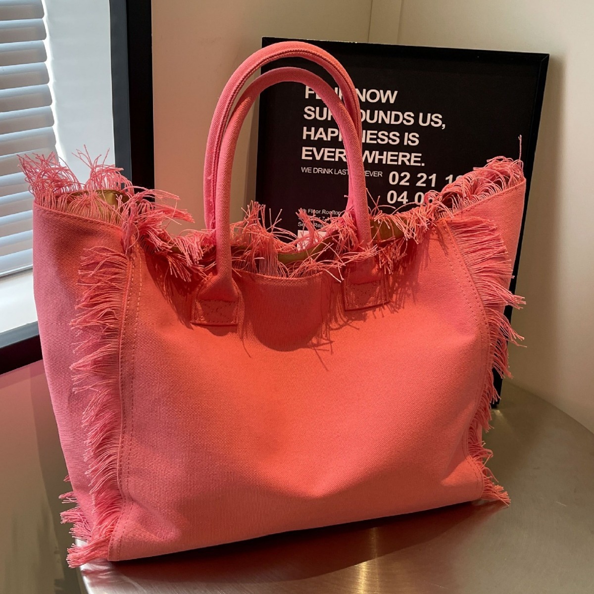 New Beach Large Capacity Shoulder Handmade Tassel Printed Tote Bag