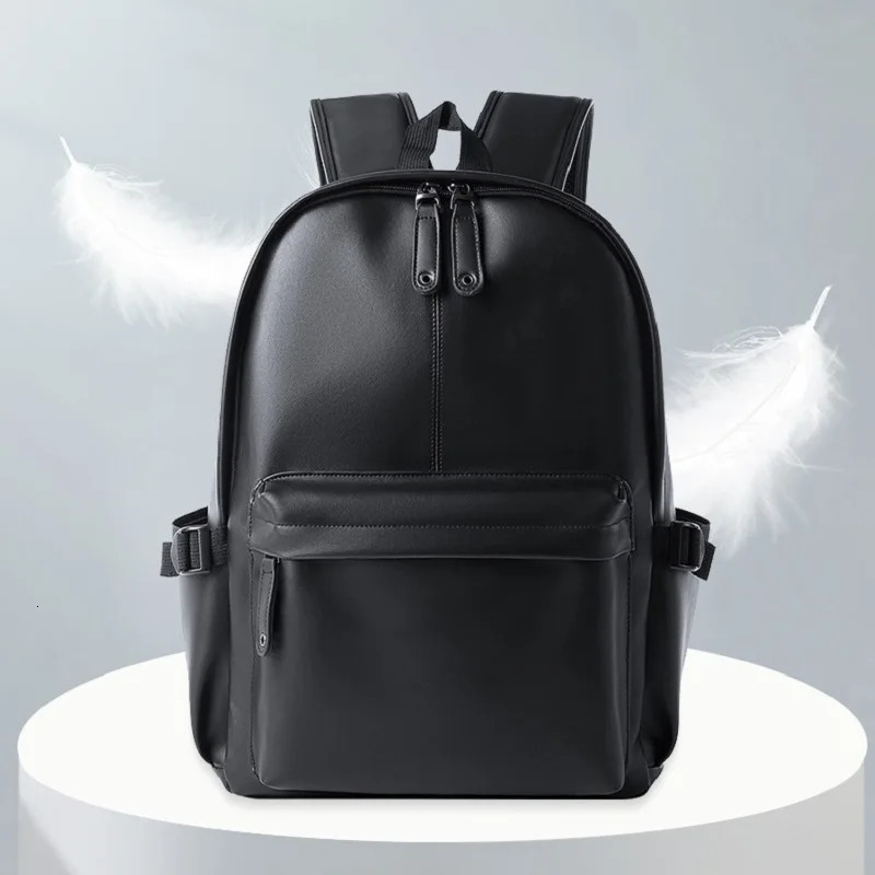 Fashionable mens backpack with large capacity waterproof commuting backpack and air cushion with solid color casual lightweight mens bag 250402