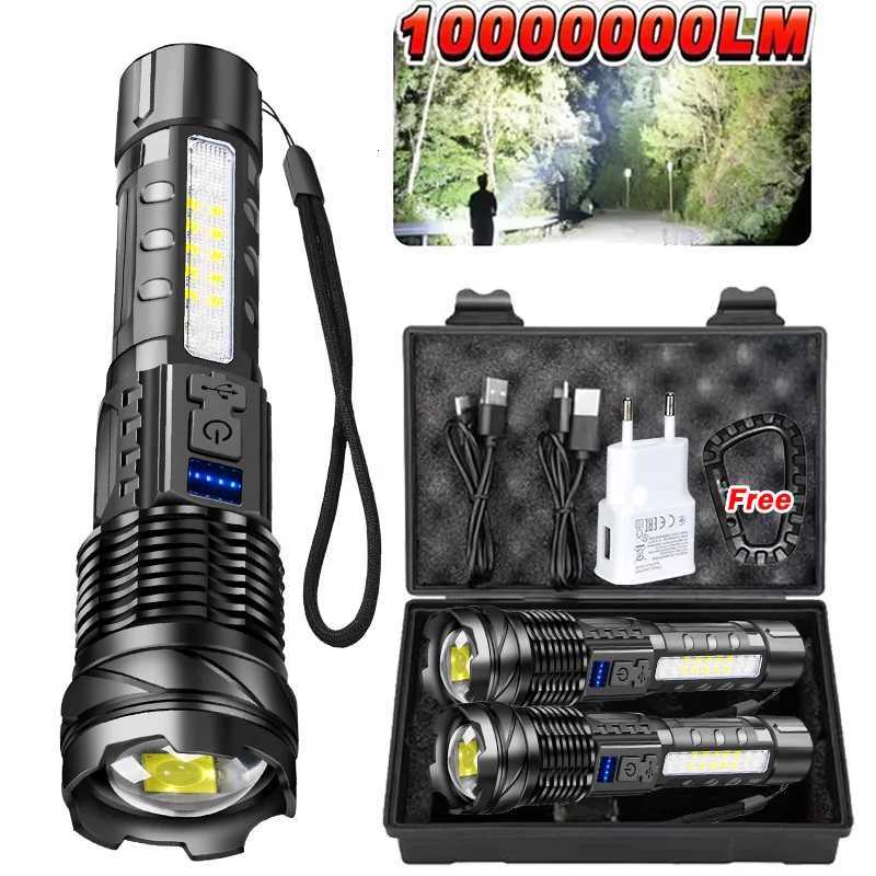 Rechargeable LED Flashlight Zoomable Torch with LED Display 7 Modes Waterproof High Power Hand Light Outdoor Wilderness CampingW251106