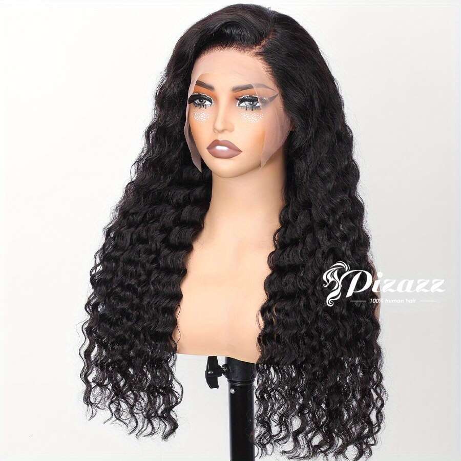 PIZAZZ Everything Glueless Frontal With Baby Deep Wave 13X4 HD Lace Front Human Hair Bleached Invisible Bye Knots Wig Pre Plucked 3S Wear And Go Gener