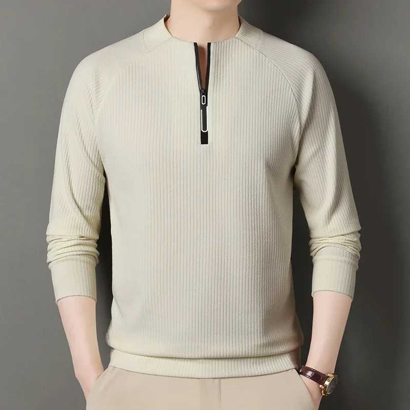 Autumn and Winter Mens Velvet Hoodie Long Sleeve Zipper T-shirt Solid Color Fashion Casual Versatile Top W251106