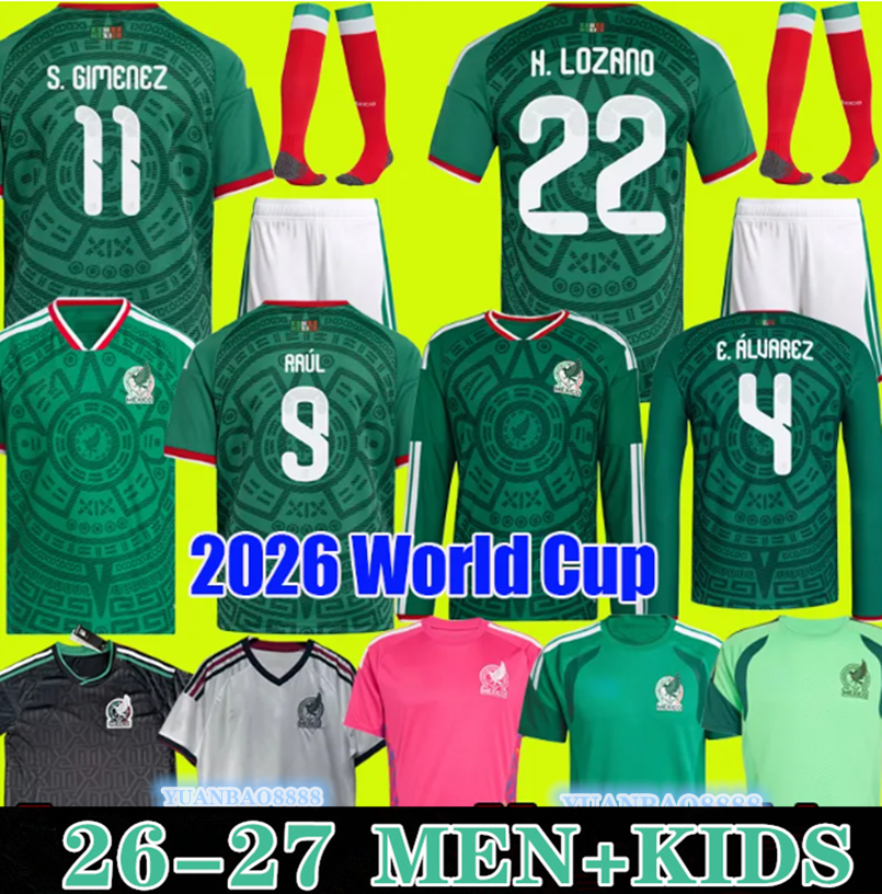 Mexico 2025 26 Copa America RAUL CHICHARITO Soccer Jerseys 2025 LOZANO 24 25 H.LOZANO Men Kids Football Shirts Uniforms Fans Player Version GIMENEZ 2025 Gold Cup 4XL
