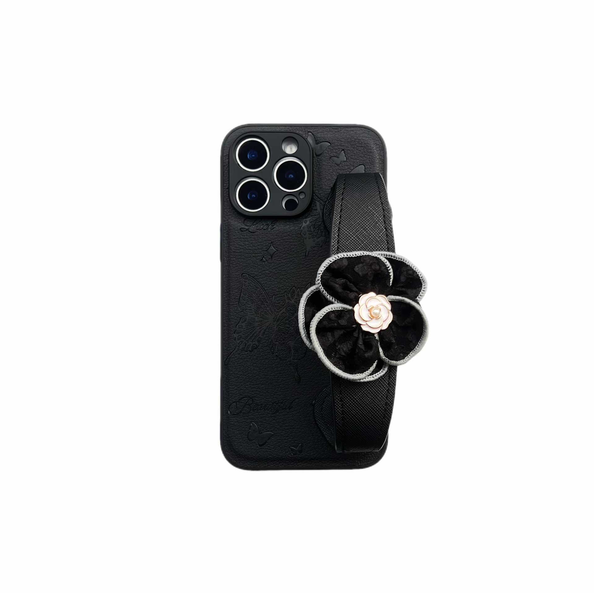 Butterfly Embossed Leather Case for iPhone 16 Pro Max iPhone 15 with Wrist Strap Crossbody for iPhone 1314 J251202