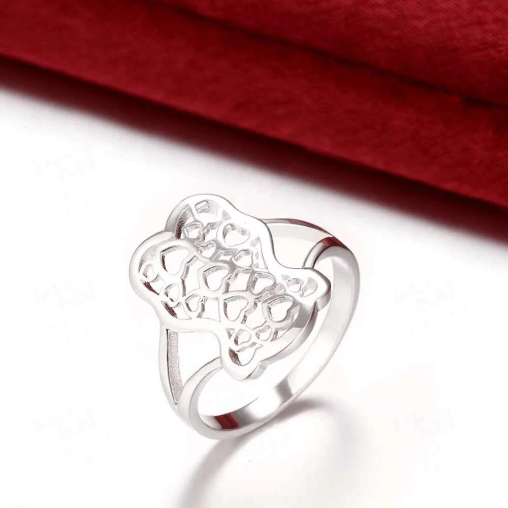 Sterg Sier 7-10# Hollow Fine Ring Women Fashion Wedding Gift Charm Party Jewelry Christmas